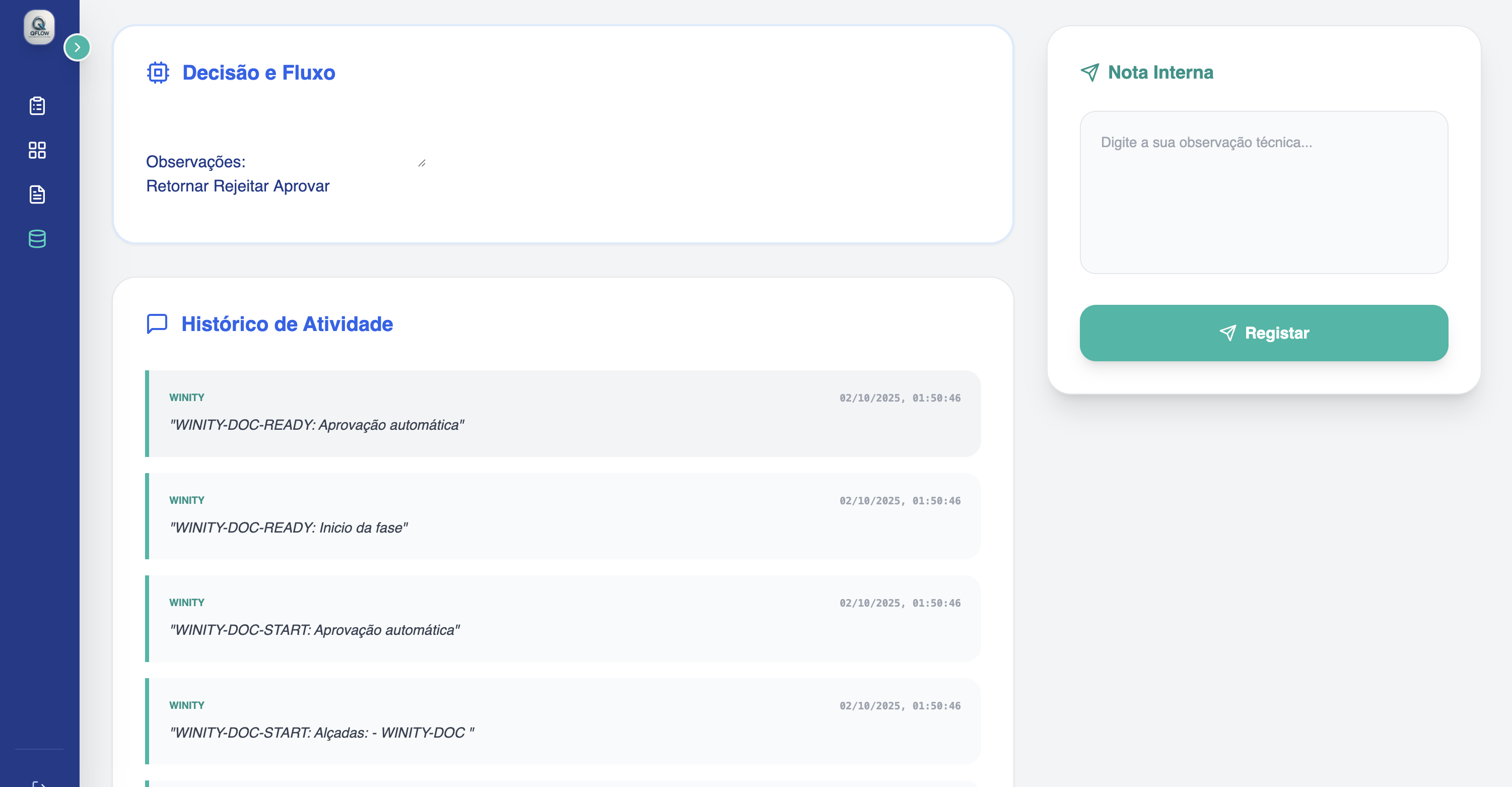 Histórico de Atividade